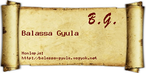 Balassa Gyula névjegykártya